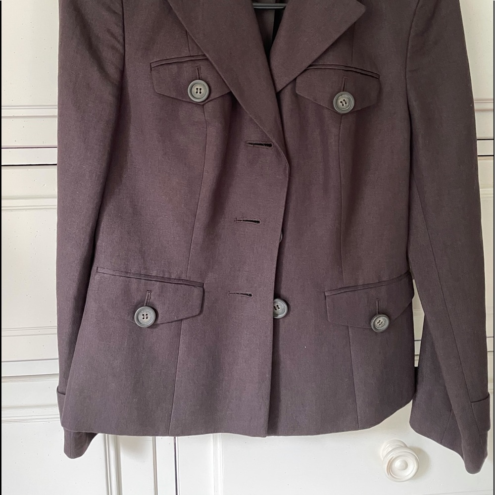 Ann Taylor LOFT linen jacket in dark brown size 0P